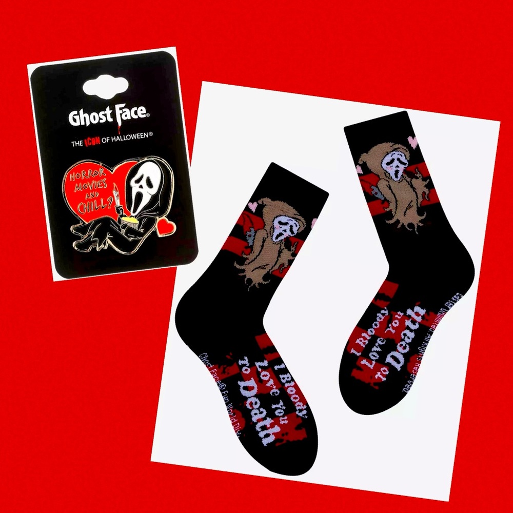 Scream Ghost Face Chibi Bundle: Enamel Pin and Crew Socks